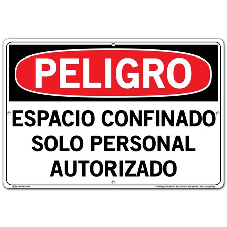 Vestil Aluminum Composite Sign, 12-1/2" Height, 18-1/2" Width, Aluminum Composite, Rectangle, Spanish SI-D-39-D-AC-130-S